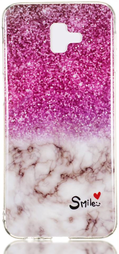 Samsung Galaxy J6 Plus TPU Hoesje met Marmer Opdruk Roze afbeelding 1