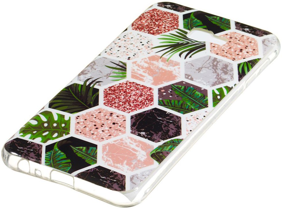Samsung Galaxy J4 Plus TPU Hoesje met Marmer Opdruk Hexagon afbeelding 2
