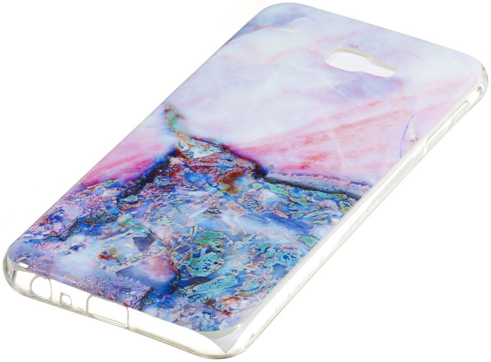 Samsung Galaxy J4 Plus TPU Hoesje met Marmer Opdruk Blauw afbeelding 2