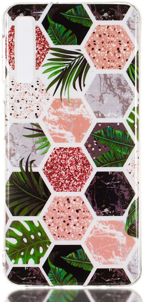 Samsung Galaxy A7 (2018) TPU Hoesje met Marmer Opdruk Hexagon afbeelding 1