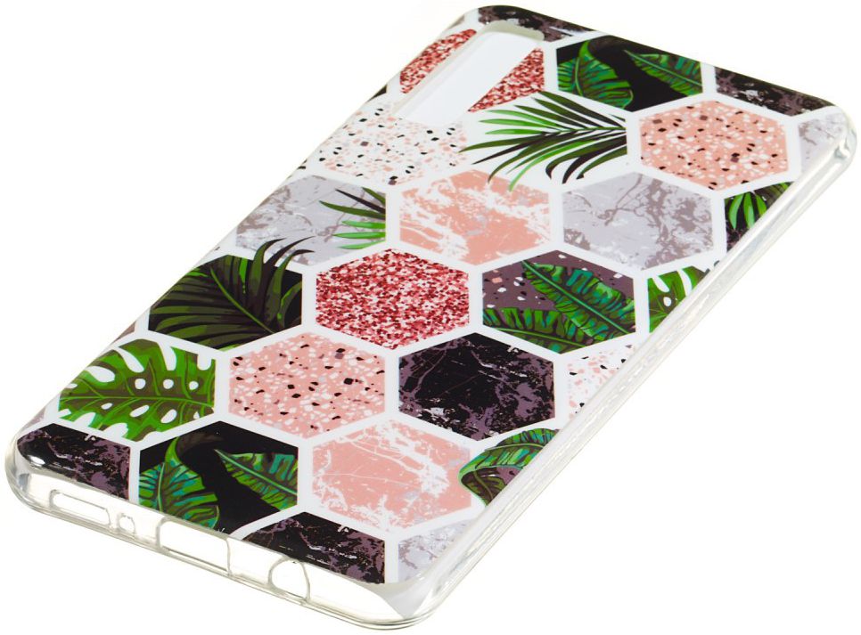 Samsung Galaxy A7 (2018) TPU Hoesje met Marmer Opdruk Hexagon afbeelding 2