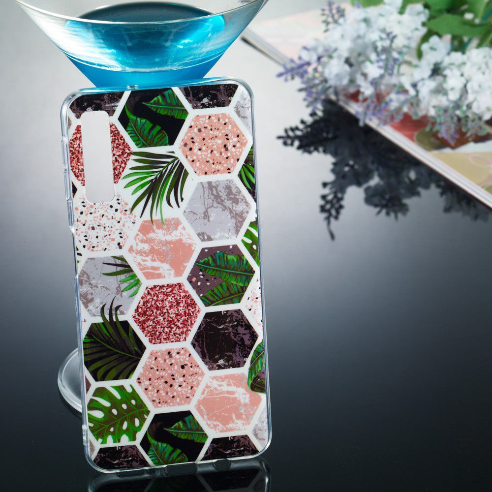 Samsung Galaxy A7 (2018) TPU Hoesje met Marmer Opdruk Hexagon afbeelding 4