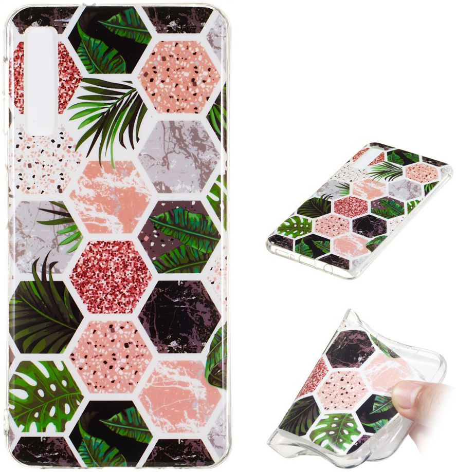 Samsung Galaxy A7 (2018) TPU Hoesje met Marmer Opdruk Hexagon afbeelding 5