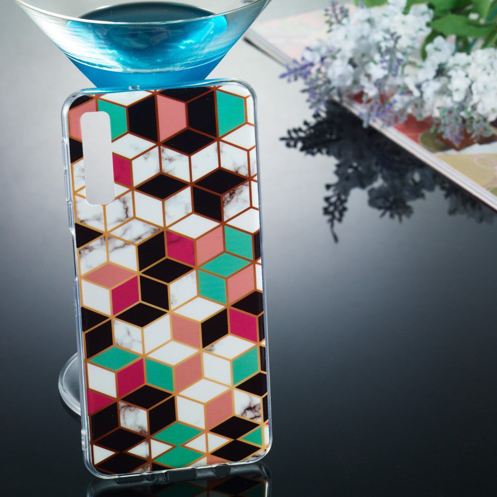 Samsung Galaxy A7 (2018) TPU Hoesje met Marmer Opdruk Kubus afbeelding 4