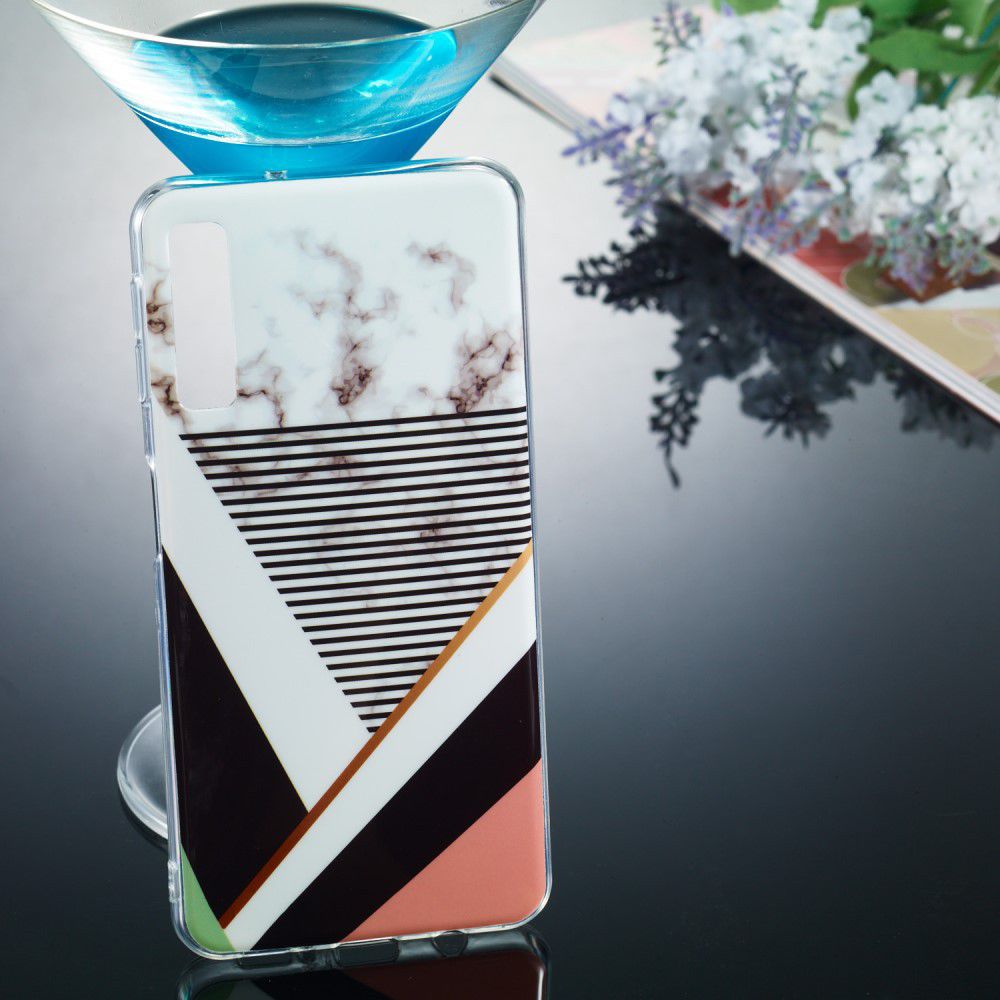 Samsung Galaxy A7 (2018) TPU Hoesje met Marmer Opdruk Gestreept afbeelding 4