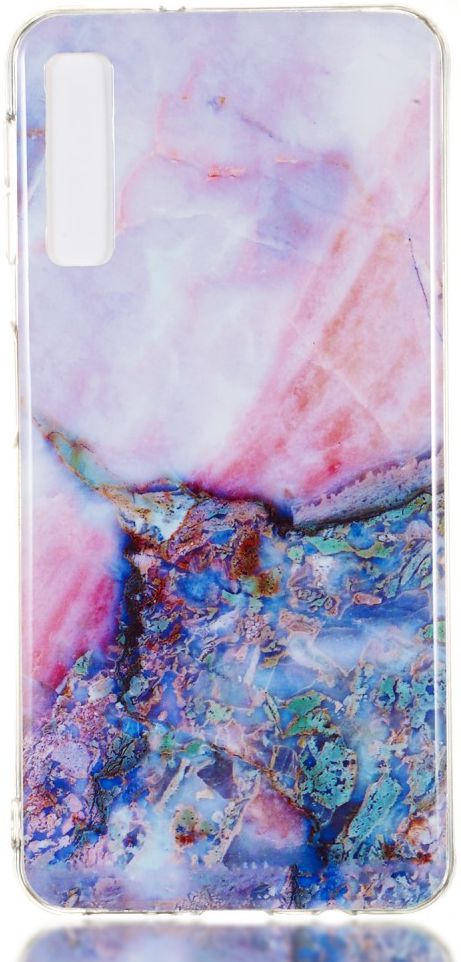 Samsung Galaxy A7 (2018) TPU Hoesje met Marmer Opdruk Blauw afbeelding 1