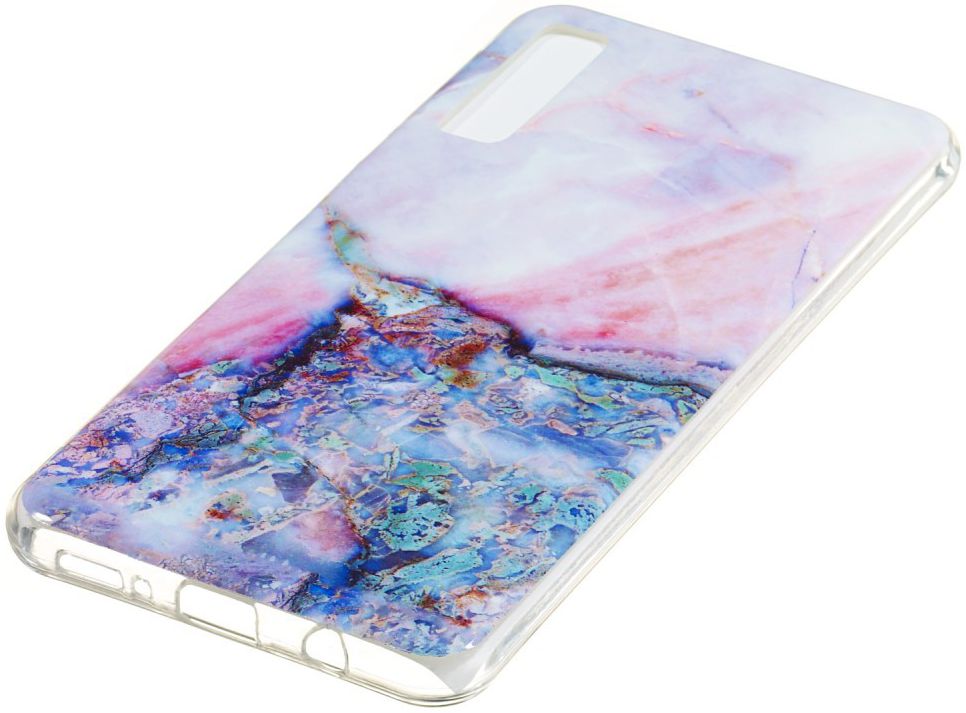 Samsung Galaxy A7 (2018) TPU Hoesje met Marmer Opdruk Blauw afbeelding 2