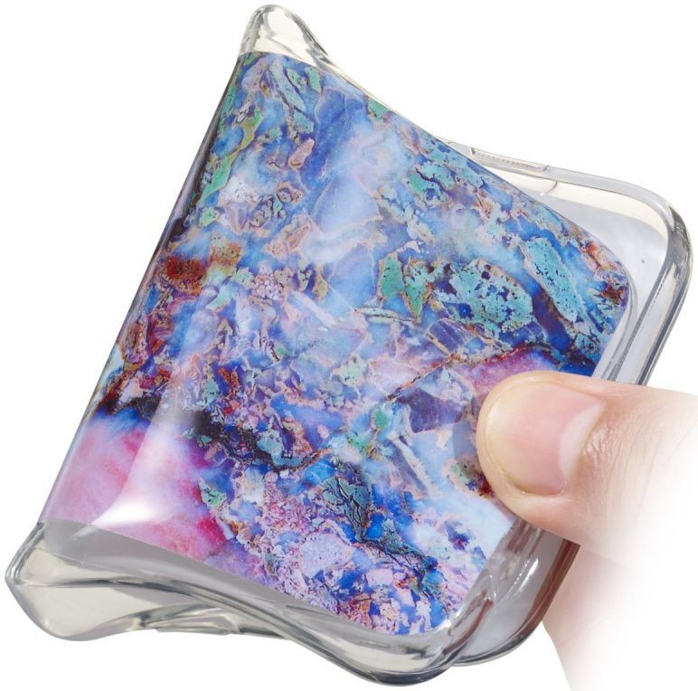 Samsung Galaxy A7 (2018) TPU Hoesje met Marmer Opdruk Blauw afbeelding 3