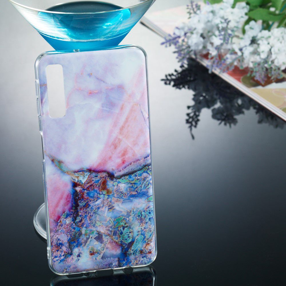 Samsung Galaxy A7 (2018) TPU Hoesje met Marmer Opdruk Blauw afbeelding 4