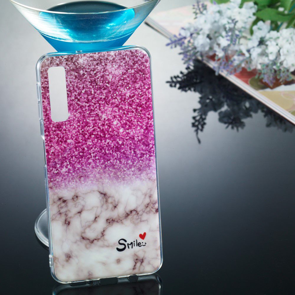 Samsung Galaxy A7 (2018) TPU Hoesje met Marmer Opdruk Glitter afbeelding 4