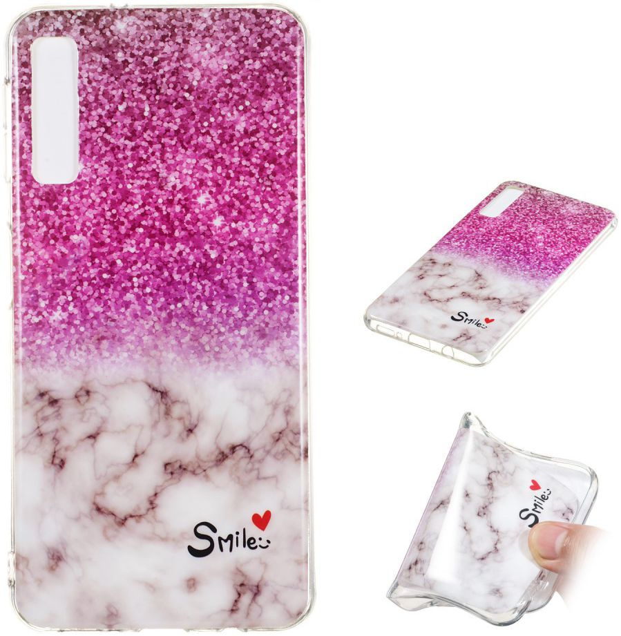 Samsung Galaxy A7 (2018) TPU Hoesje met Marmer Opdruk Glitter afbeelding 5