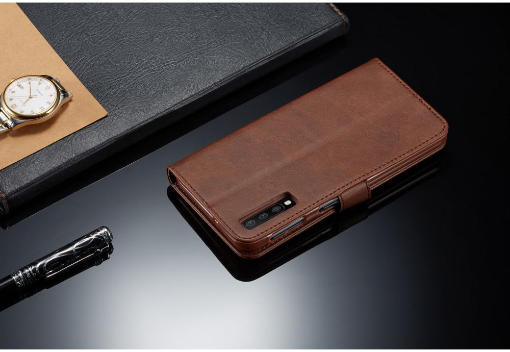Samsung Galaxy A7 (2018) Stijlvol Portemonnee Bookcase Hoesje Coffee afbeelding 12