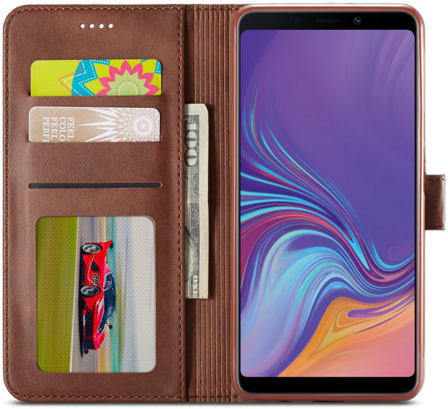 Samsung Galaxy A7 (2018) Stijlvol Portemonnee Bookcase Hoesje Coffee afbeelding 2