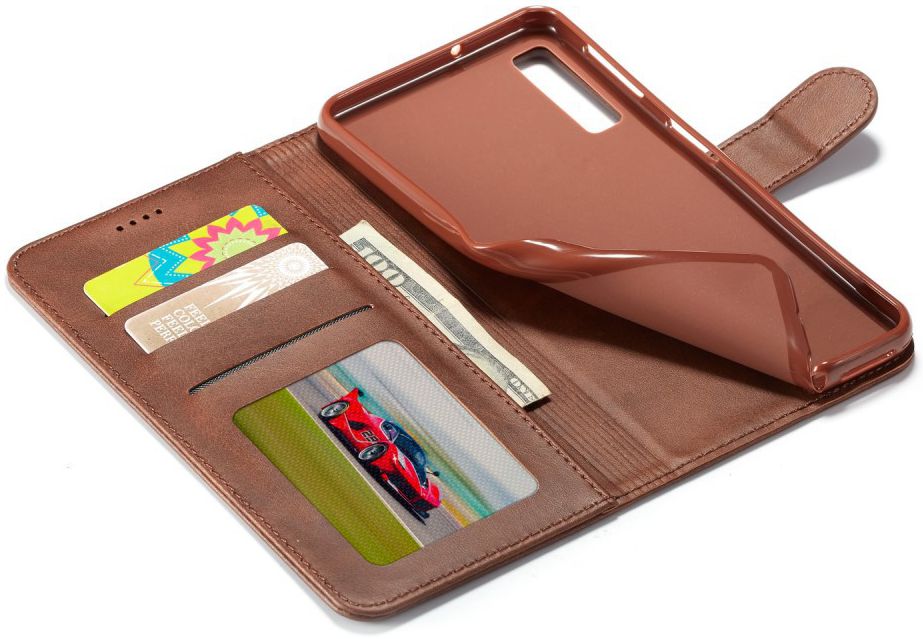 Samsung Galaxy A7 (2018) Stijlvol Portemonnee Bookcase Hoesje Coffee afbeelding 5