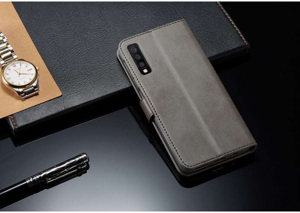 Samsung Galaxy A7 (2018) Stijlvol Portemonnee Bookcase Hoesje Grijs afbeelding 6