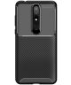 Nokia 3.1 Plus Siliconen Carbon Hoesje Zwart