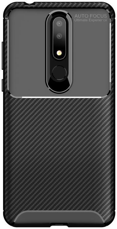 Nokia 3.1 Plus Siliconen Carbon Hoesje Zwart afbeelding 2