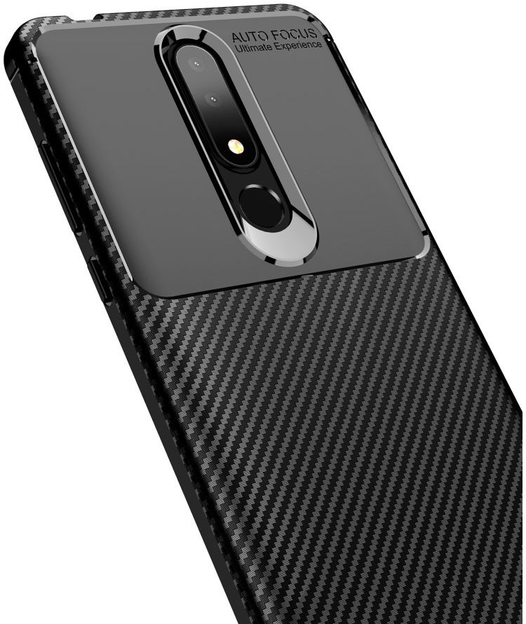 Nokia 3.1 Plus Siliconen Carbon Hoesje Zwart afbeelding 5