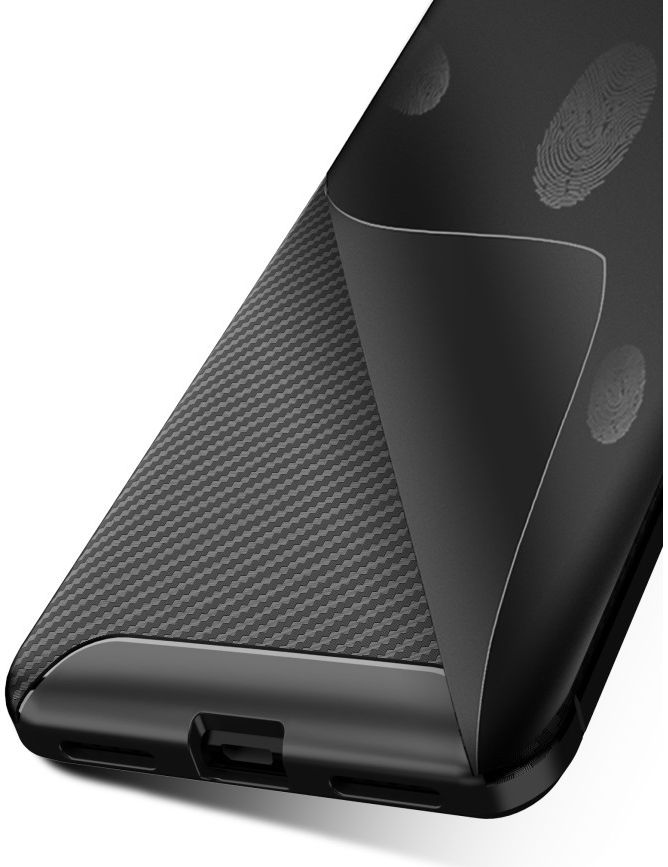 Nokia 3.1 Plus Siliconen Carbon Hoesje Zwart afbeelding 6