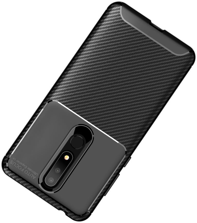 Nokia 3.1 Plus Siliconen Carbon Hoesje Zwart afbeelding 8