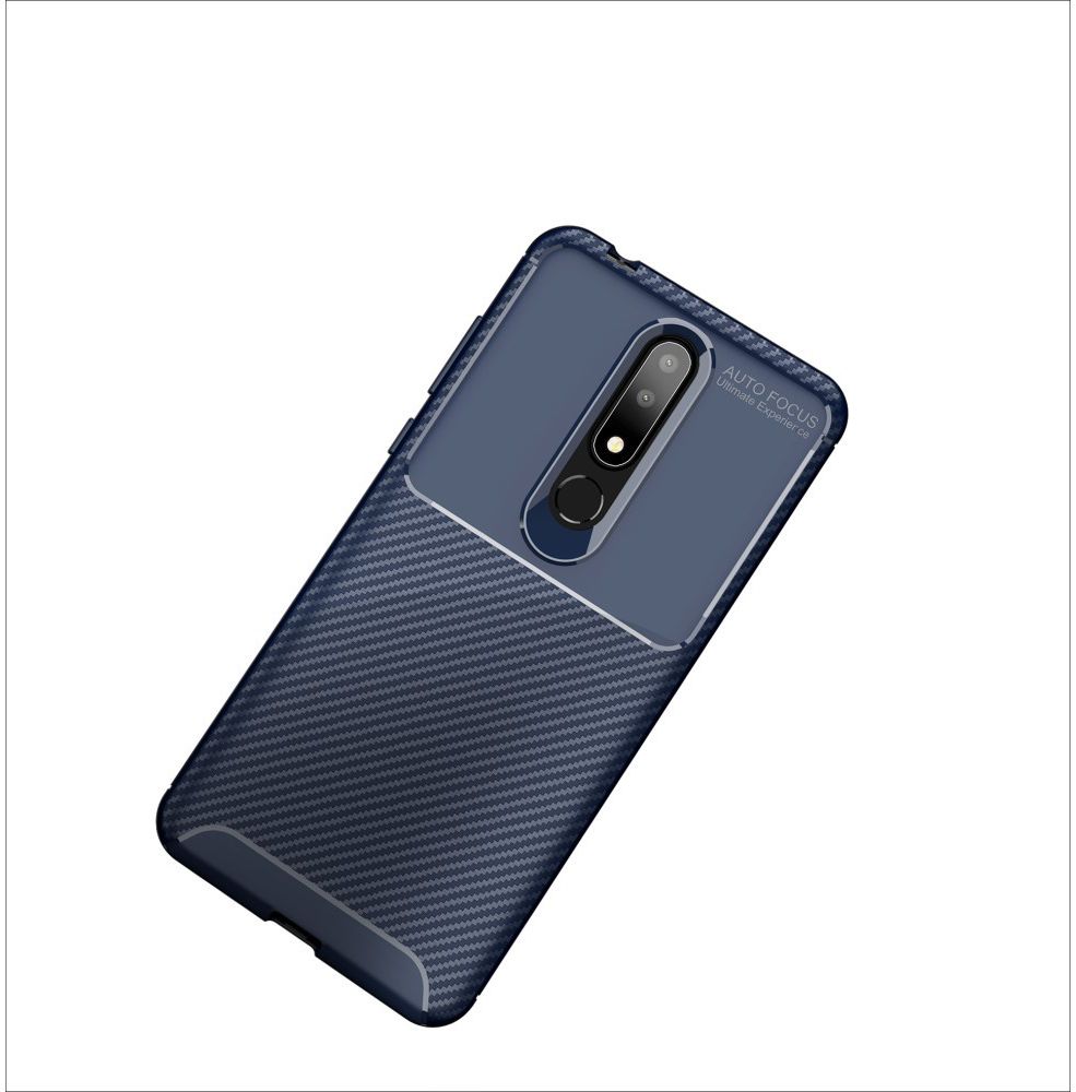 Nokia 3.1 Plus Siliconen Carbon Hoesje Blauw afbeelding 2