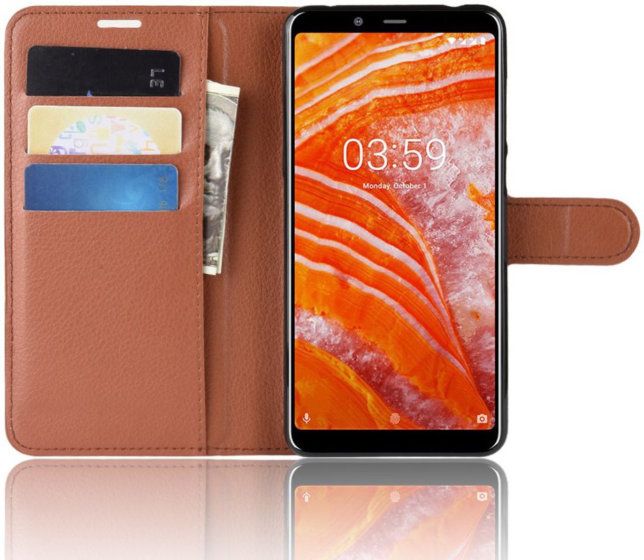 Nokia 3.1 Plus Lychee Portemonnee Hoesje Bruin afbeelding 2