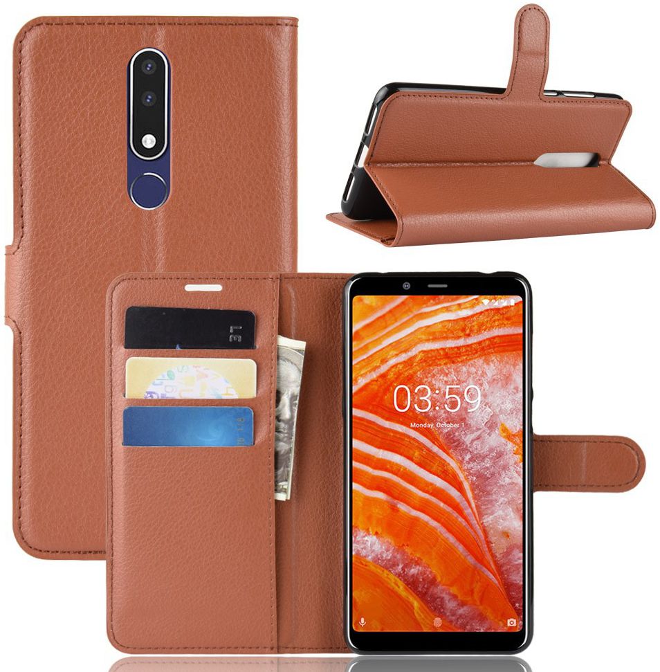 Nokia 3.1 Plus Lychee Portemonnee Hoesje Bruin afbeelding 6