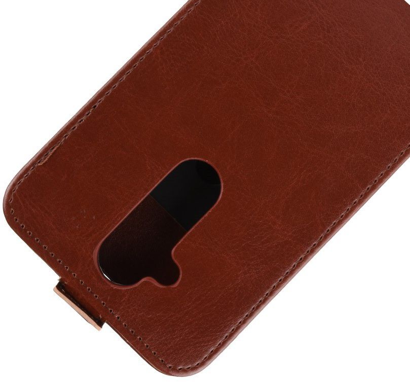 Nokia 8.1 Verticale Flip Hoesje Bruin afbeelding 3