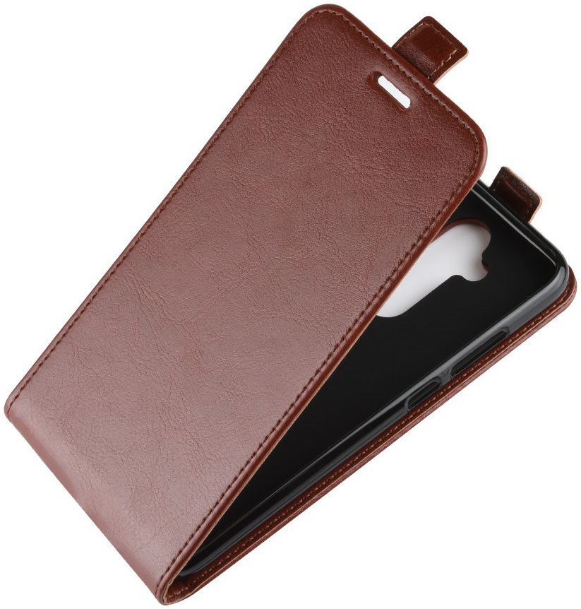 Nokia 8.1 Verticale Flip Hoesje Bruin afbeelding 4