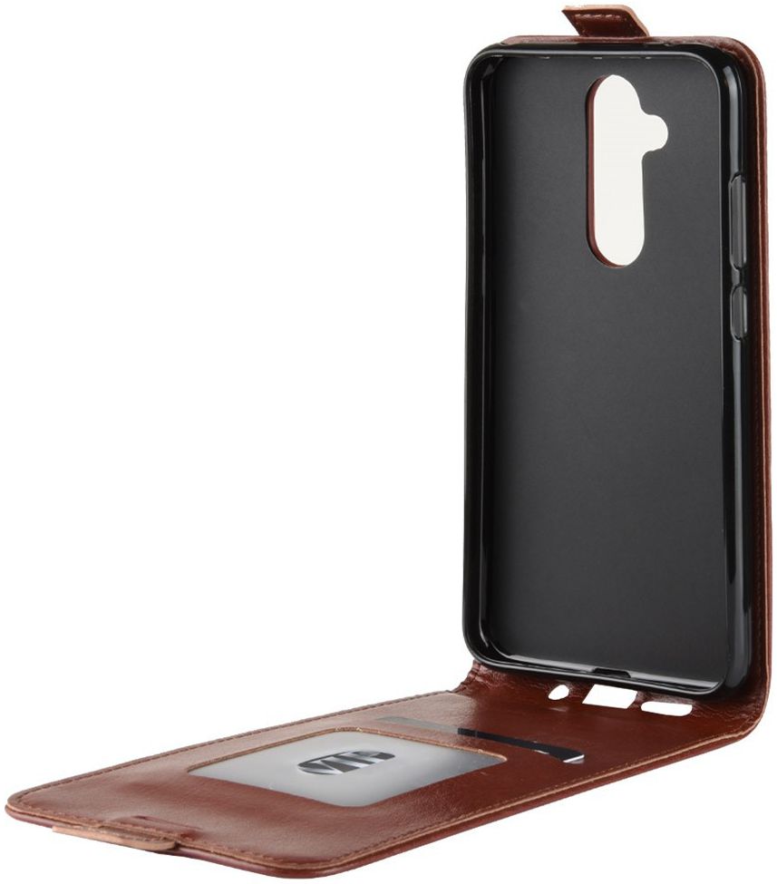 Nokia 8.1 Verticale Flip Hoesje Bruin afbeelding 5
