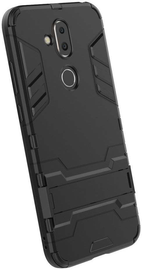 Nokia 8.1 Hybride Hoesje met Standaard Zwart afbeelding 3
