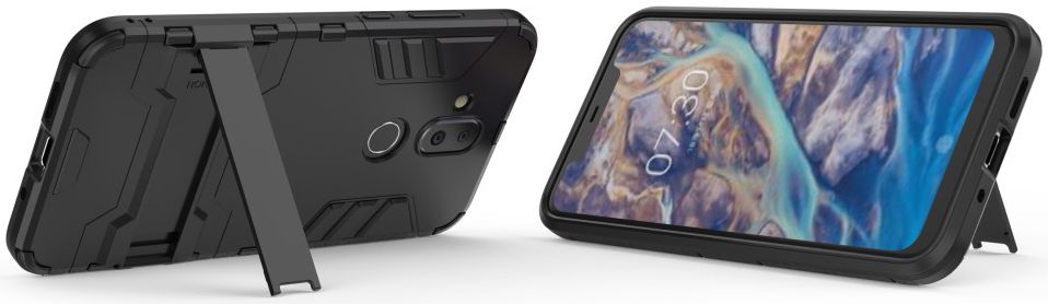 Nokia 8.1 Hybride Hoesje met Standaard Zwart afbeelding 6