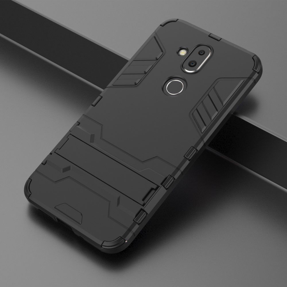 Nokia 8.1 Hybride Hoesje met Standaard Zwart afbeelding 8