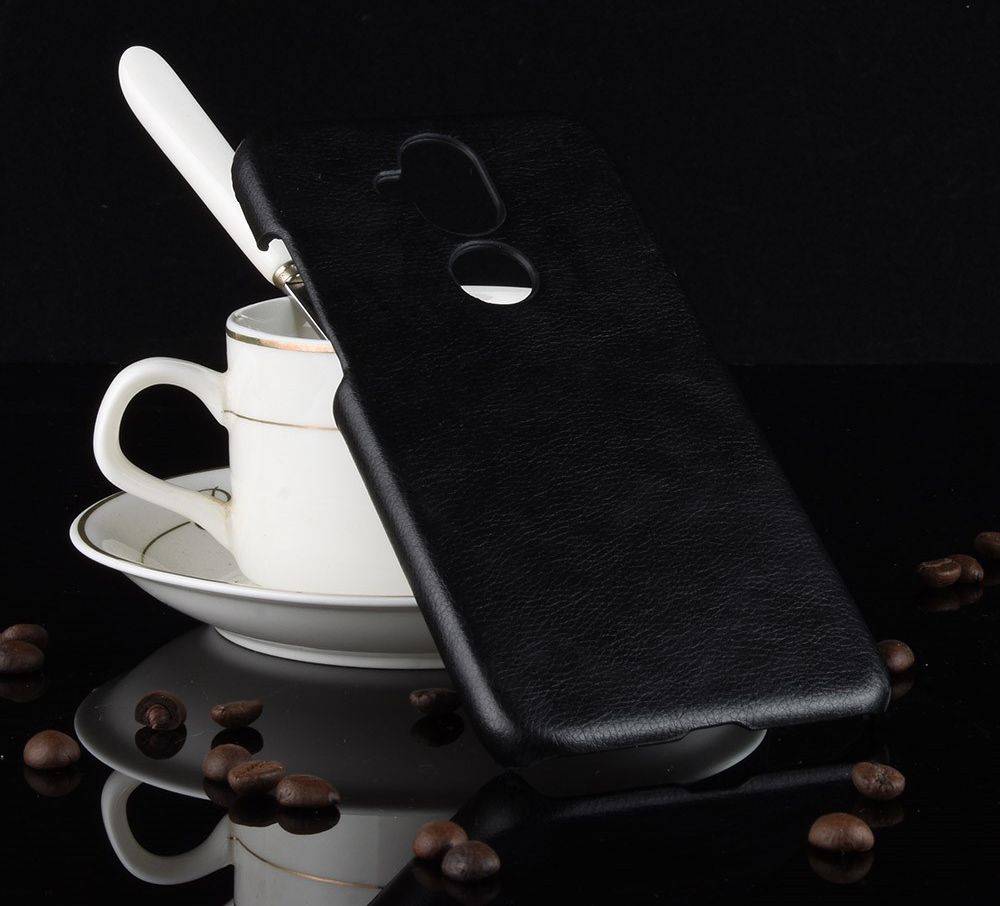 Nokia 8.1 Hoesje met Kunstleer Coating Zwart afbeelding 5