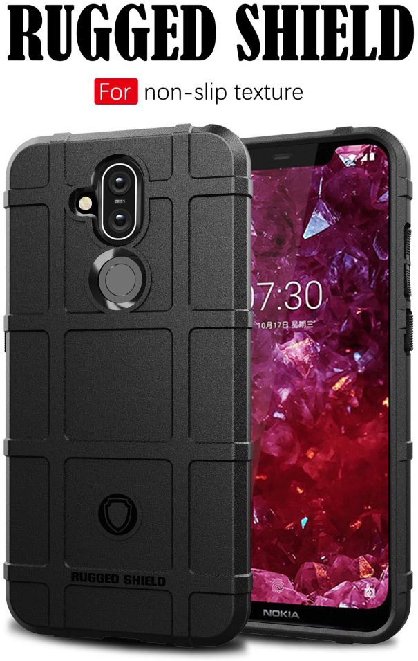 Nokia 8.1 Rugged Armor Hoesje Zwart afbeelding 4