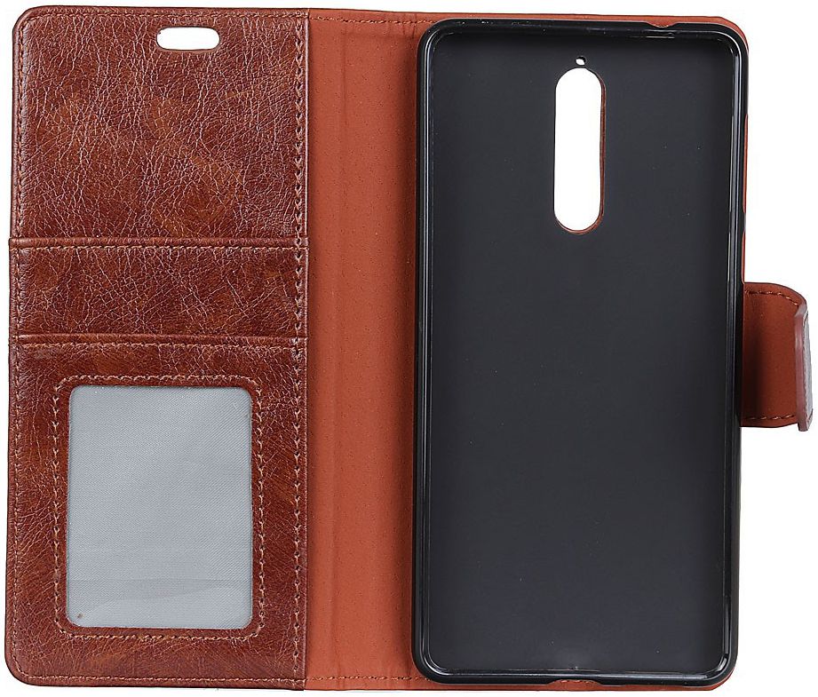 Nokia 8 Portemonnee Hoesje Splitleer Bruin afbeelding 2