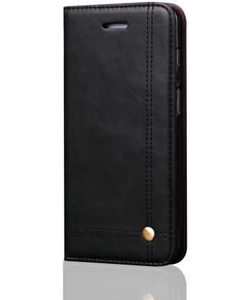 OnePlus 6 Retro Style Wallet Flip Case Zwart Hoesjes