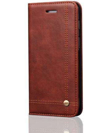 OnePlus 6 Retro Style Wallet Flip Case Bruin Hoesjes