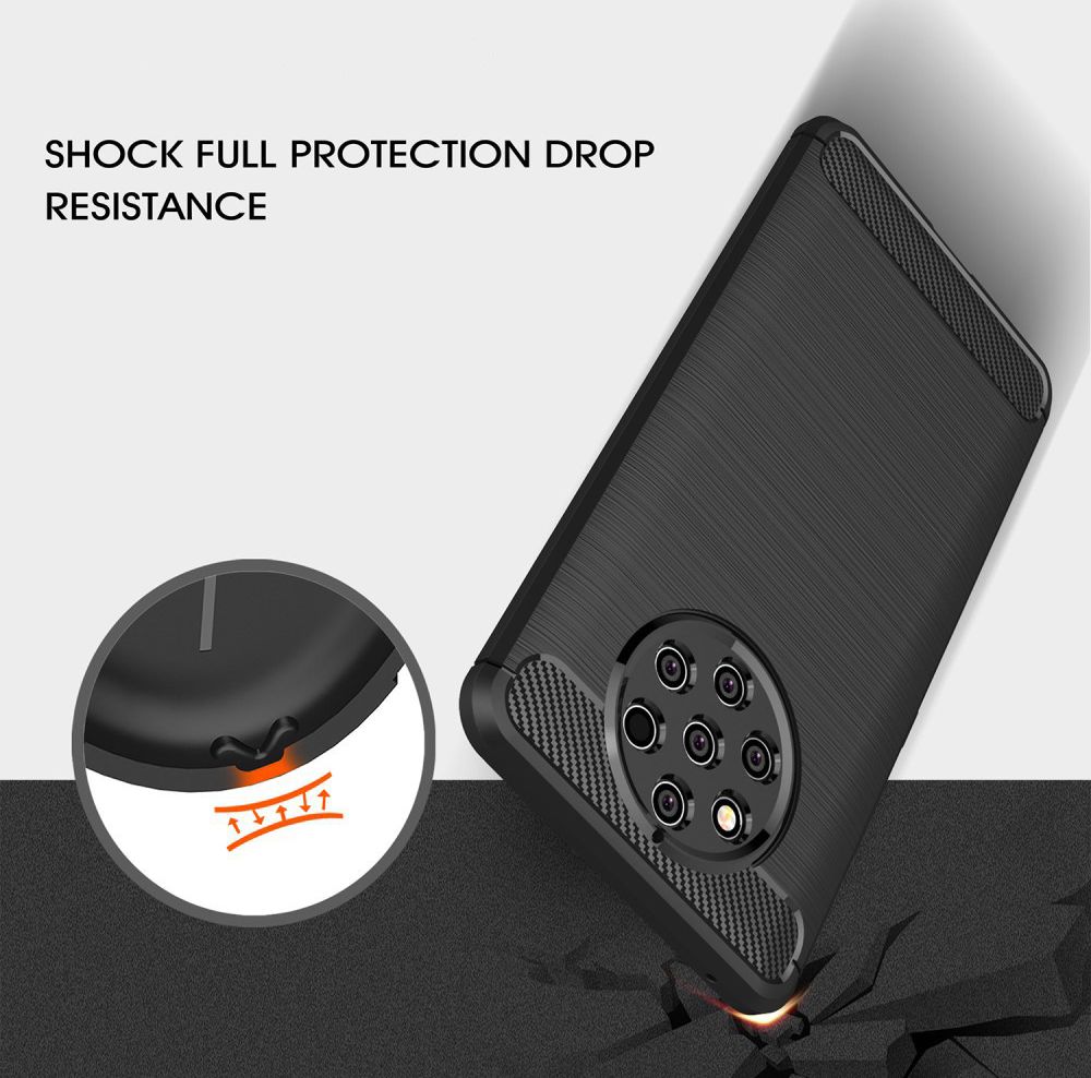 Nokia 9 PureView Geborsteld TPU Hoesje Zwart afbeelding 4