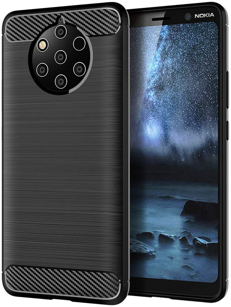 Nokia 9 PureView Geborsteld TPU Hoesje Zwart afbeelding 1