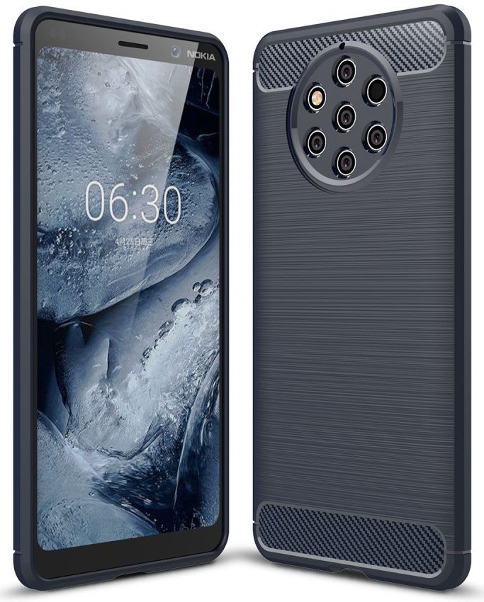 Nokia 9 PureView Geborsteld TPU Hoesje Blauw afbeelding 2