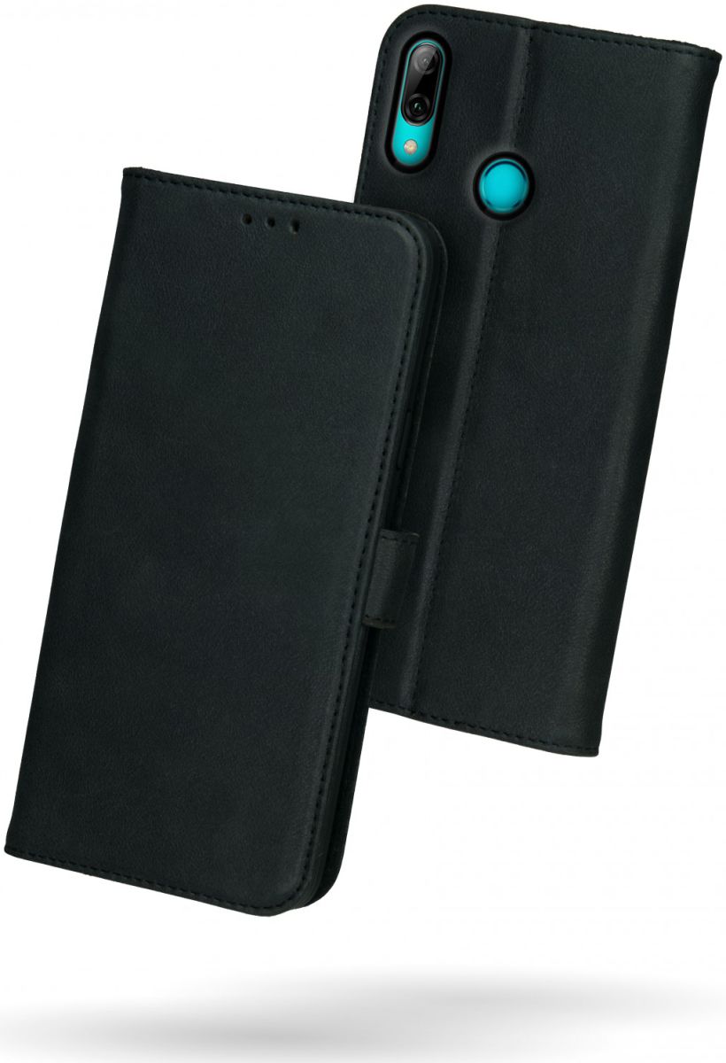 Rosso Deluxe Huawei P Smart 2019 Hoesje Echt Leer Book Case Zwart afbeelding 2