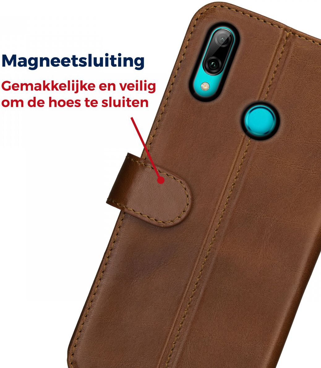 Rosso Deluxe Huawei P Smart 2019 Hoesje Echt Leer Book Case Bruin afbeelding 8