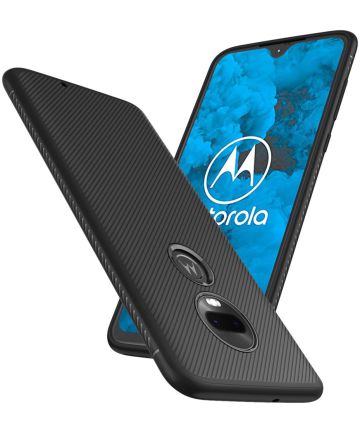 Motorola moto G7 Twill Slim Texture Back Cover Zwart Hoesjes