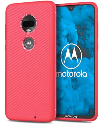 Motorola moto G7 Twill Slim Texture Back Cover Rood Hoesjes