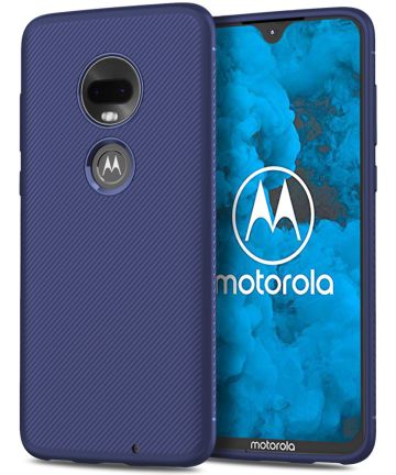Motorola moto G7 Twill Slim Texture Back Cover Blauw Hoesjes