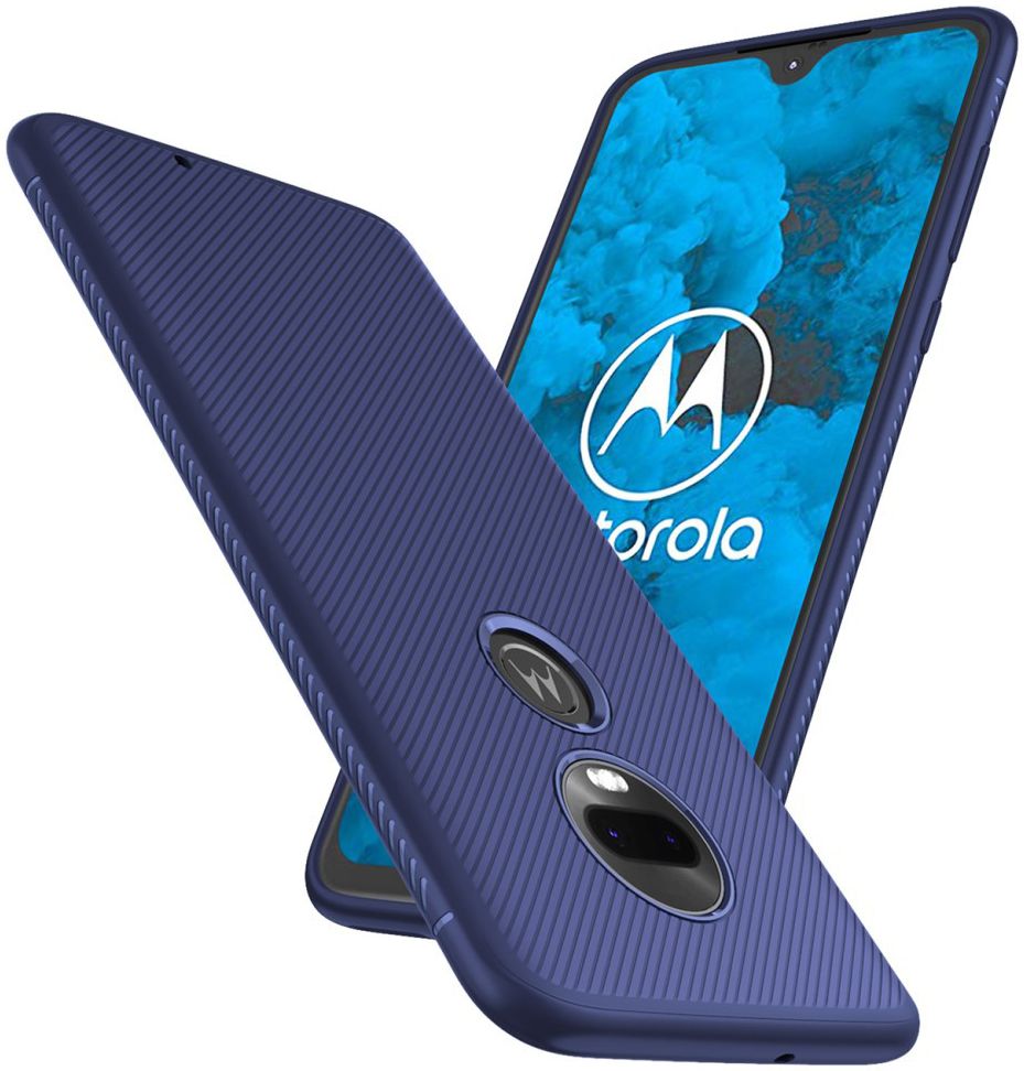 Motorola moto G7 Twill Slim Texture Back Cover Blauw afbeelding 2