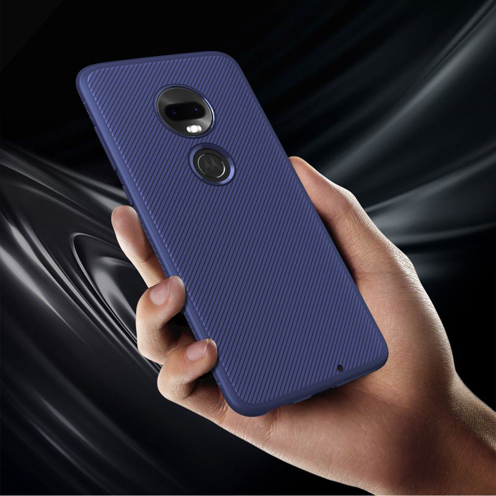 Motorola moto G7 Twill Slim Texture Back Cover Blauw afbeelding 7