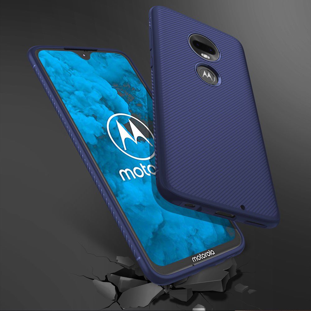 Motorola moto G7 Twill Slim Texture Back Cover Blauw afbeelding 8