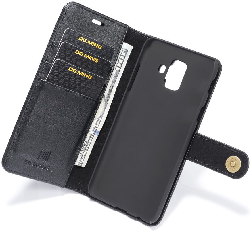 Samsung Galaxy A6 Leren 2-in-1 Bookcase en Back Cover Hoesje Zwart afbeelding 4